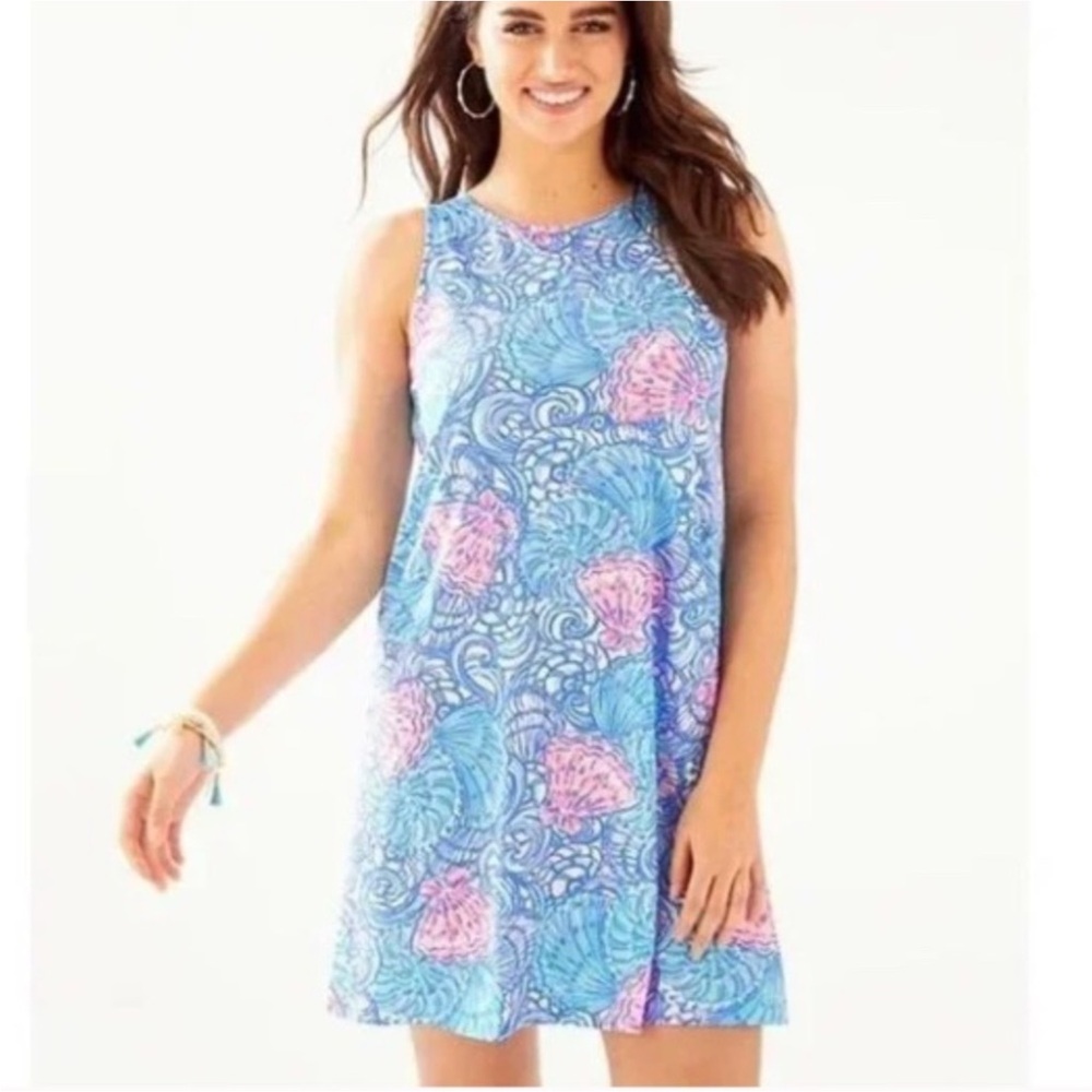 EUC Lilly Pulitzer Kristen Swing Dress Blue Haven Raising Shell - M